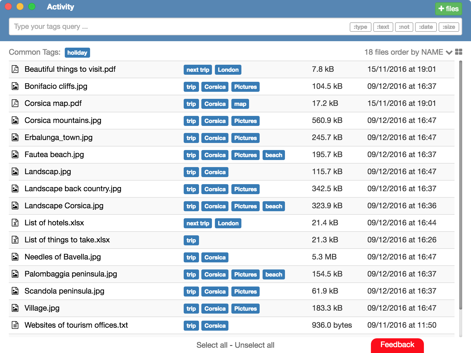 Example for searching files with TagFlow