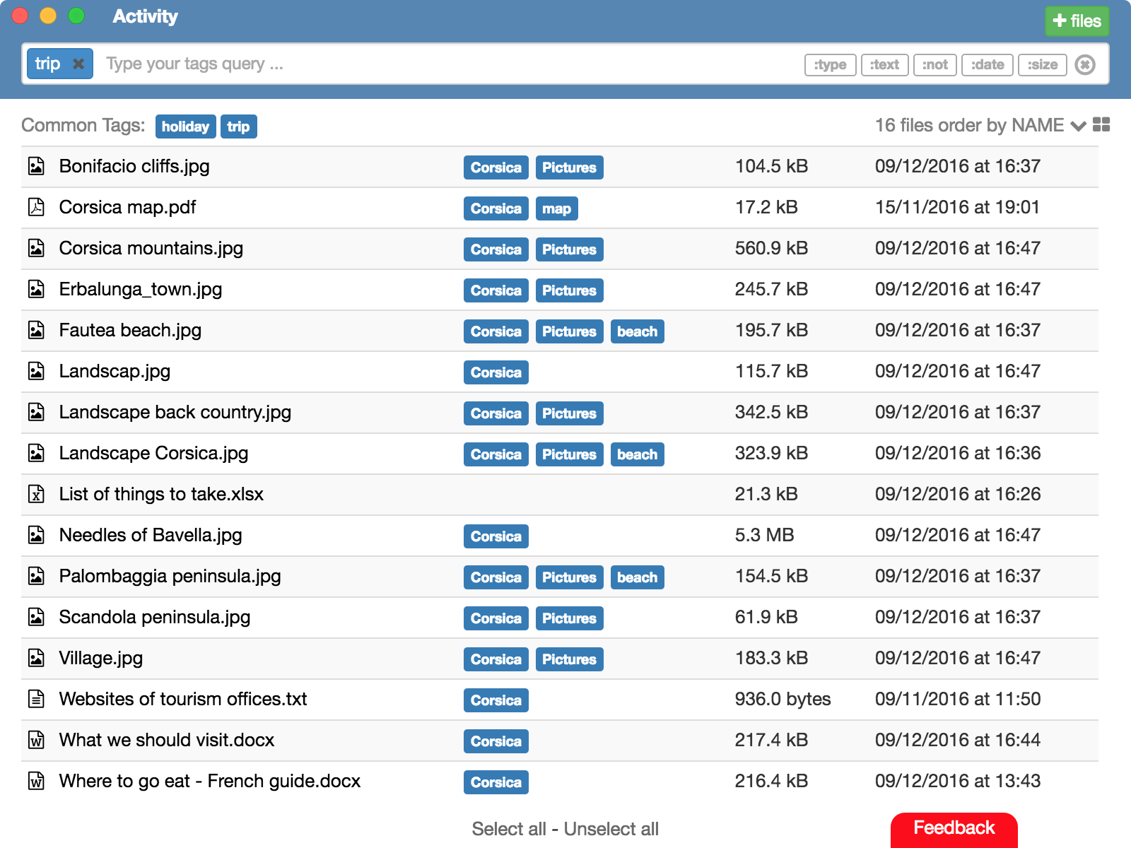 Example for searching files with TagFlow